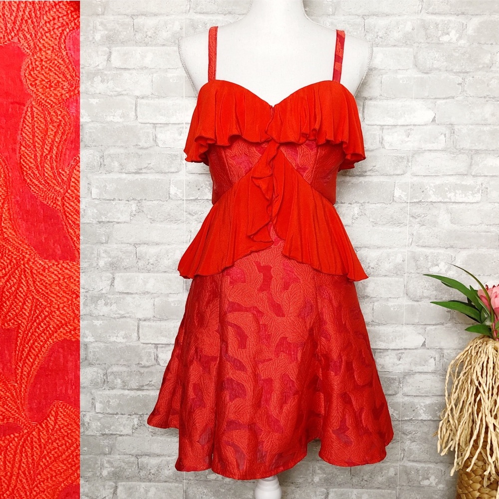 NWT FOXIEDOX at Nordstrom Red Novelty Print Fit & Flare Sleeveless Short Dress